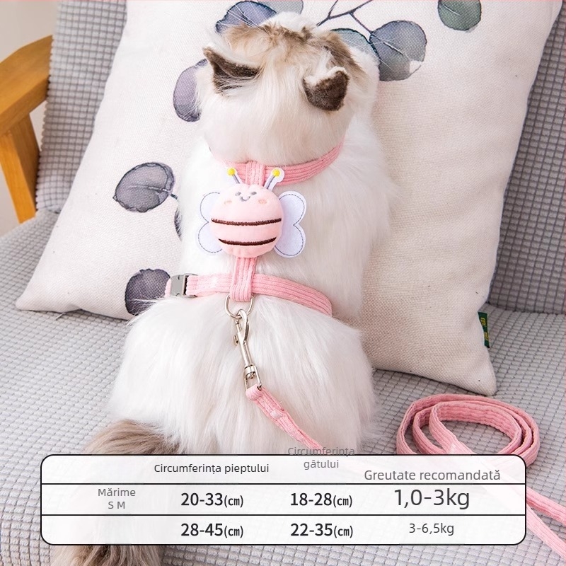 Lesă și ham pentru plimbare cu pisici — anti-ruptură, pandantiv din plastic, lanțuri și frânghii pentru animale de companie