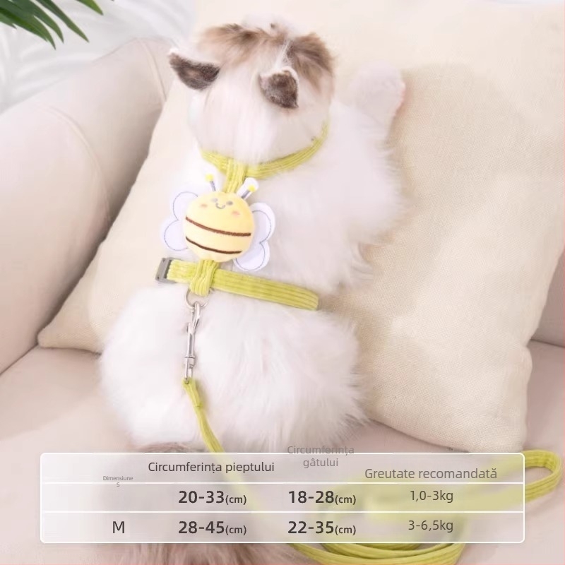 Lesă și ham pentru plimbare cu pisici — anti-ruptură, pandantiv din plastic, lanțuri și frânghii pentru animale de companie