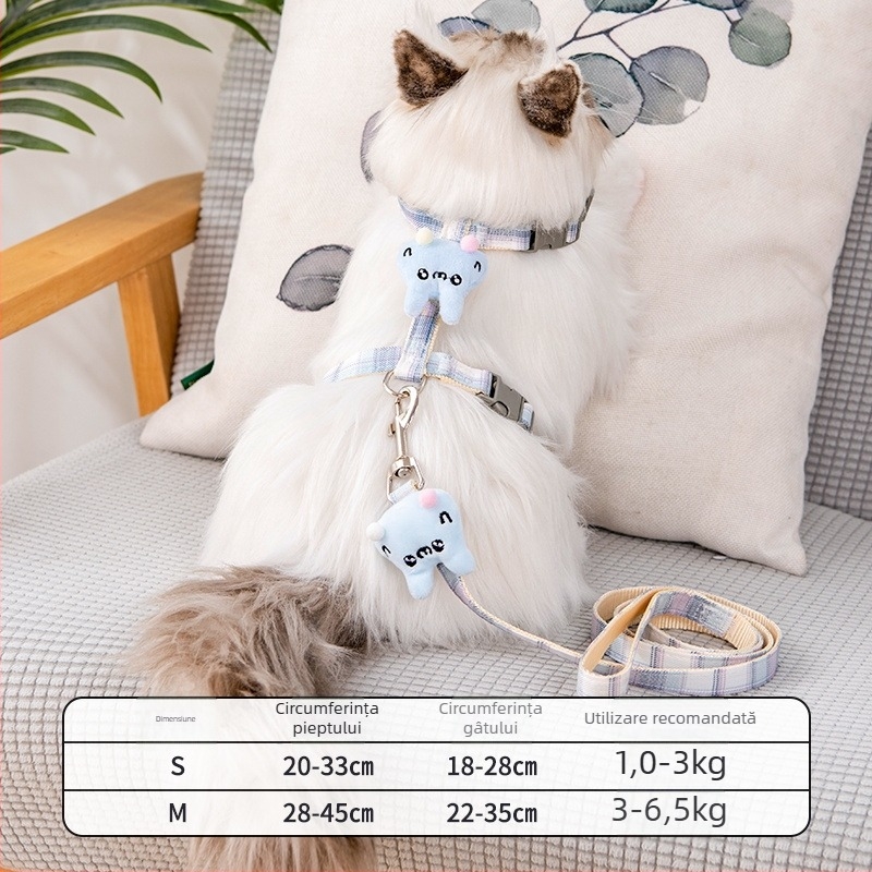 Lesă și ham pentru plimbare cu pisici — anti-ruptură, pandantiv din plastic, lanțuri și frânghii pentru animale de companie
