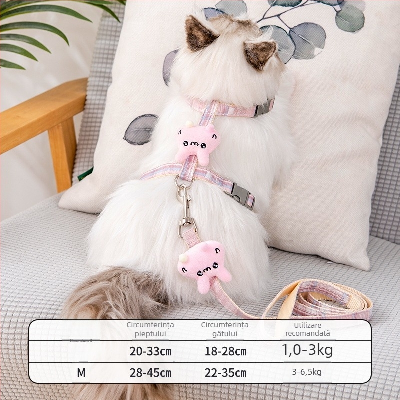 Lesă și ham pentru plimbare cu pisici — anti-ruptură, pandantiv din plastic, lanțuri și frânghii pentru animale de companie