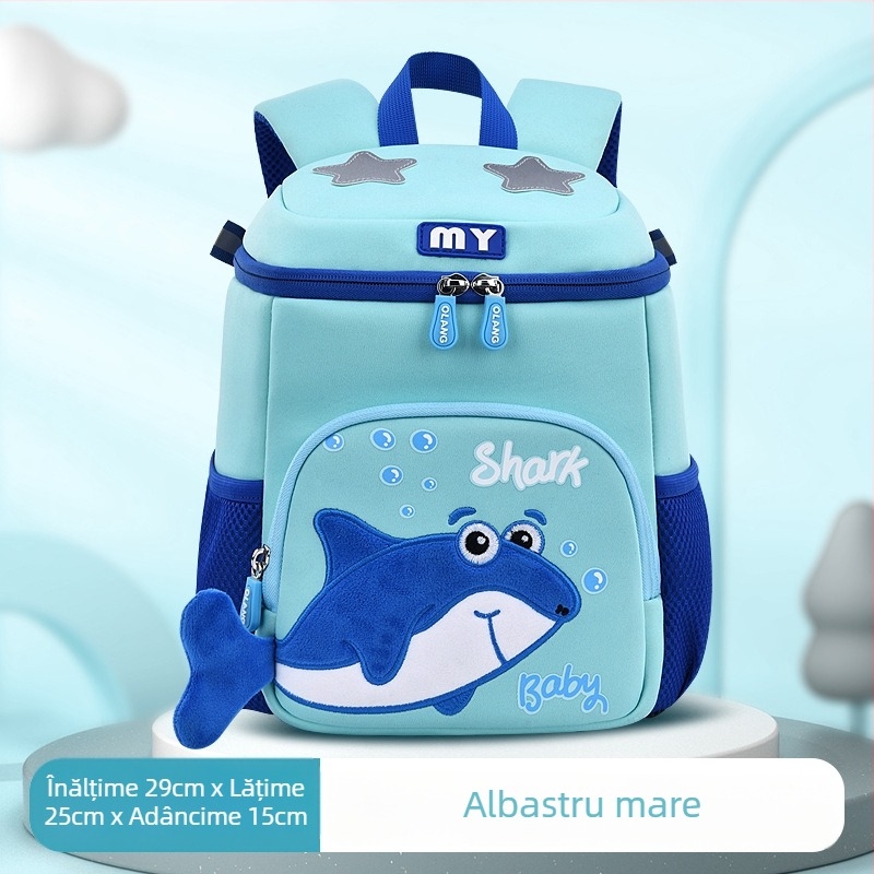 Rucsac pentru grădiniță, design cu balenă, material diving cloth, respirabil, impermeabil, rezistent la abraziune, bretele curbate