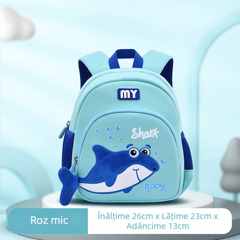 Rucsac pentru grădiniță, design cu balenă, material diving cloth, respirabil, impermeabil, rezistent la abraziune, bretele curbate