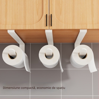 Suport pentru hârtie de bucătărie din oțel inoxidabil, montaj fără găuri, sub dulap, pentru folie, hârtie absorbantă și cârpe