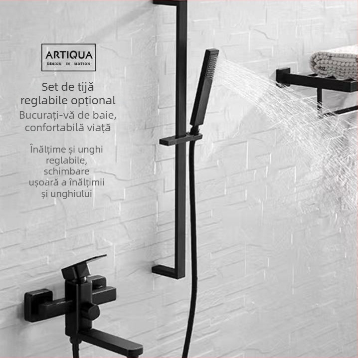 Robinet de baie din cupru cu amestec cald/rece, montare pe perete, miez ceramic, 20 mm intrare/ieșire