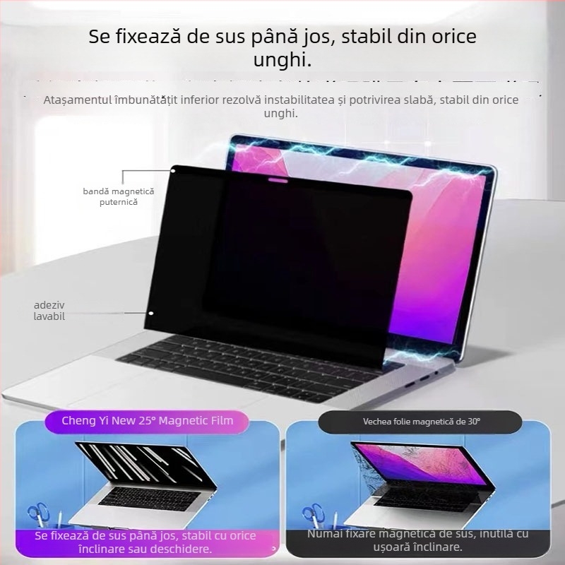 Folie magnetică de protecție a intimității pentru MacBook – material PET cu adsorbție electrostatică, compatibil cu notebook Apple, probă personalizată