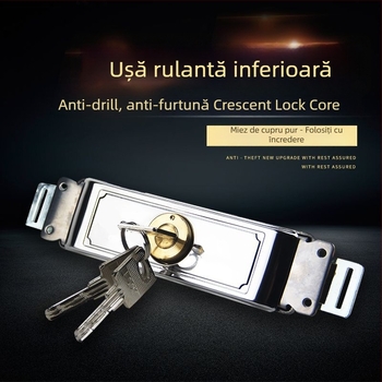 Încuietoare pentru uși de rulare cu cilindru din cupru, tip mortise, încuietoare universală medie, model Joq2z_1625456541509, cod F9650097698146