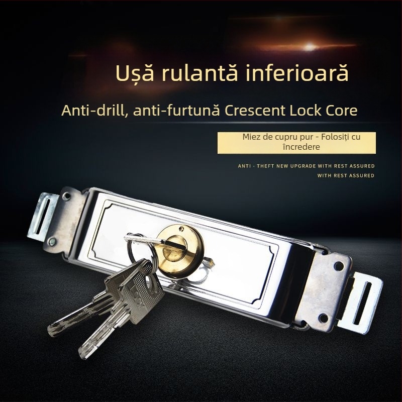 Încuietoare pentru uși de rulare cu cilindru din cupru, tip mortise, încuietoare universală medie, model Joq2z_1625456541509, cod F9650097698146