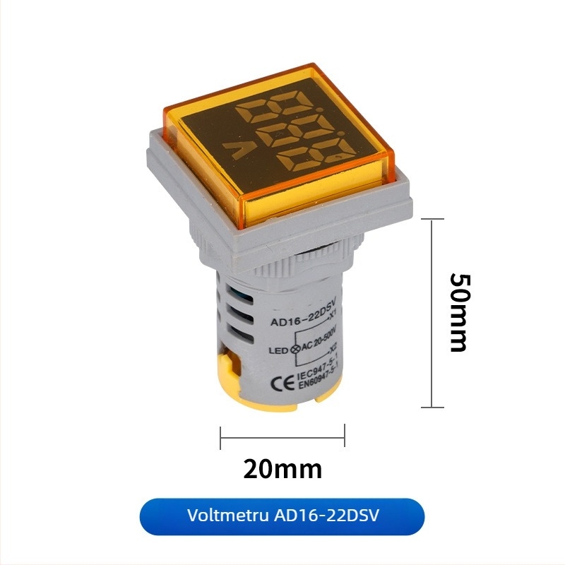 Seria Ad16 Voltmetru AC cu afișaj digital, indicator luminos integrat, buton rotund sau pătrat