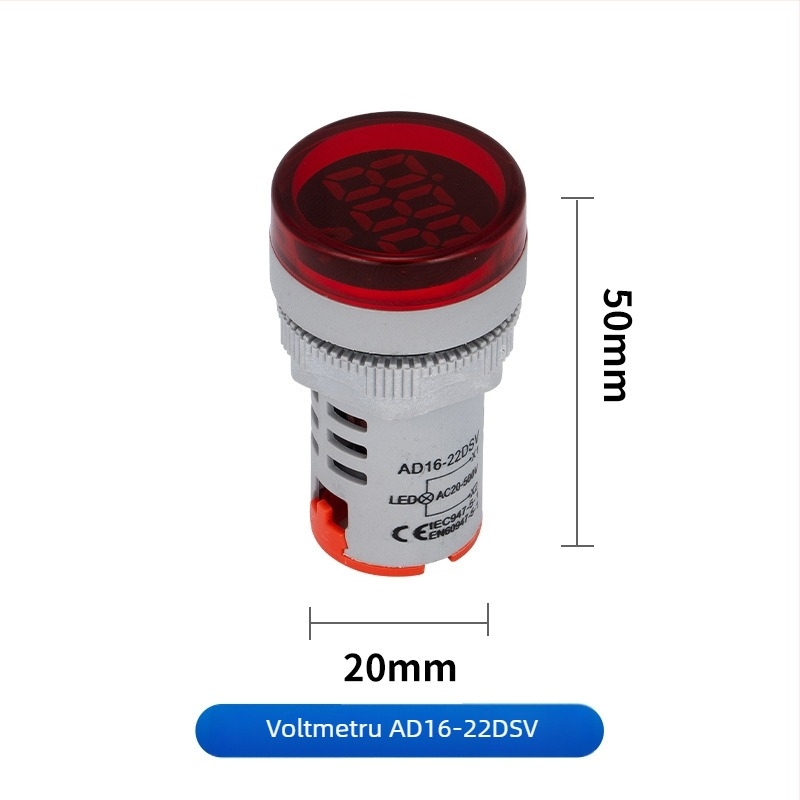 Seria Ad16 Voltmetru AC cu afișaj digital, indicator luminos integrat, buton rotund sau pătrat