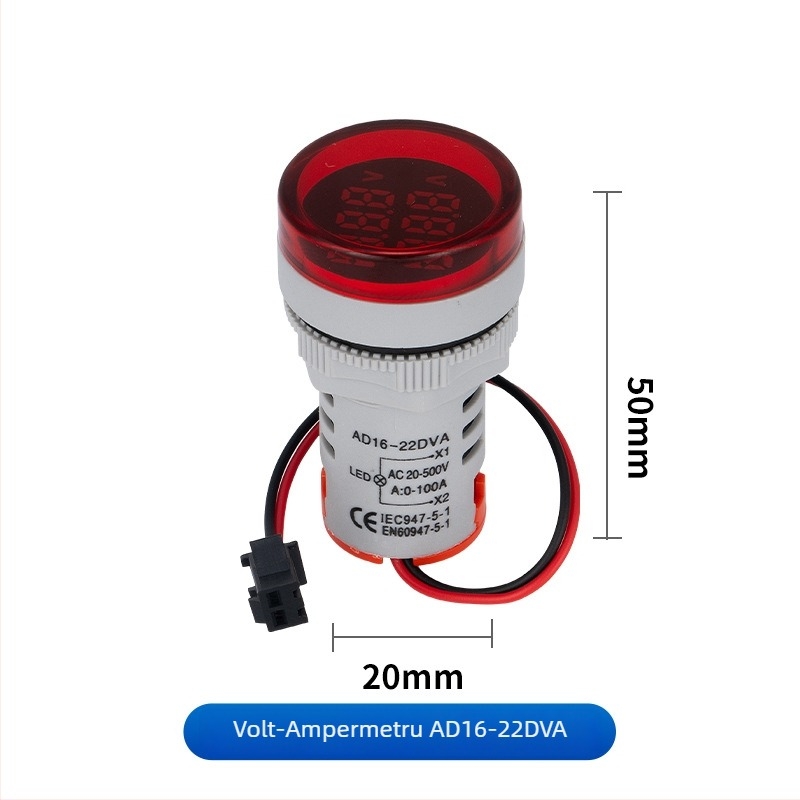 Seria Ad16 Voltmetru AC cu afișaj digital, indicator luminos integrat, buton rotund sau pătrat
