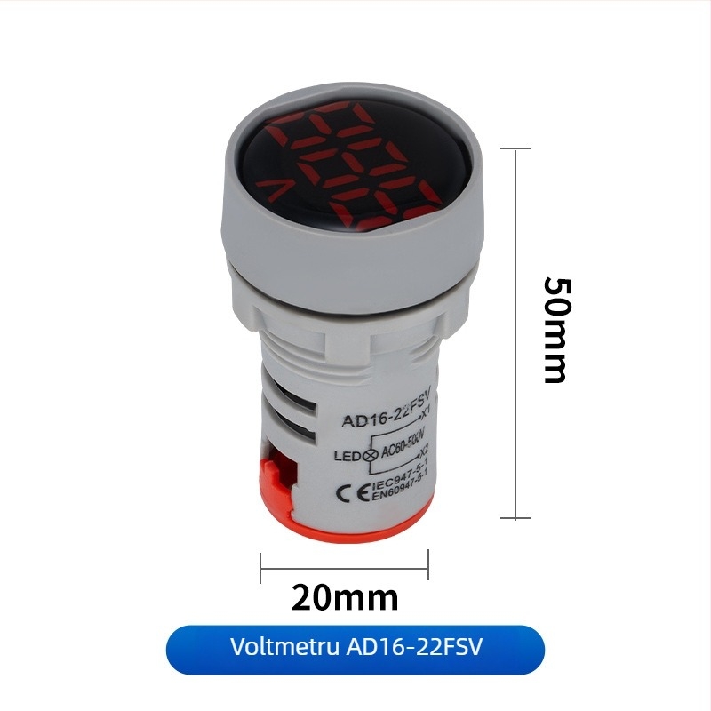 Seria Ad16 Voltmetru AC cu afișaj digital, indicator luminos integrat, buton rotund sau pătrat