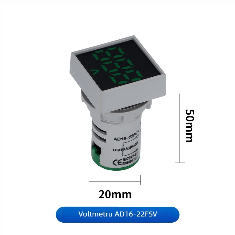 Seria Ad16 Voltmetru AC cu afișaj digital, indicator luminos integrat, buton rotund sau pătrat