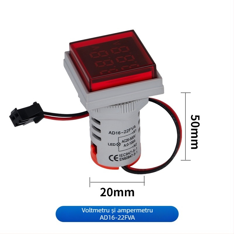 Seria Ad16 Voltmetru AC cu afișaj digital, indicator luminos integrat, buton rotund sau pătrat