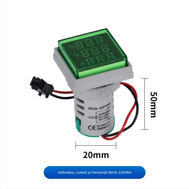 Seria Ad16 Voltmetru AC cu afișaj digital, indicator luminos integrat, buton rotund sau pătrat