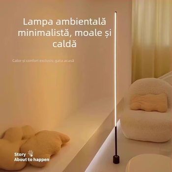 Lampă de podea LED cu abajur acrilic, întrerupător cu buton, CRI ≥95, tensiune ≤36V.