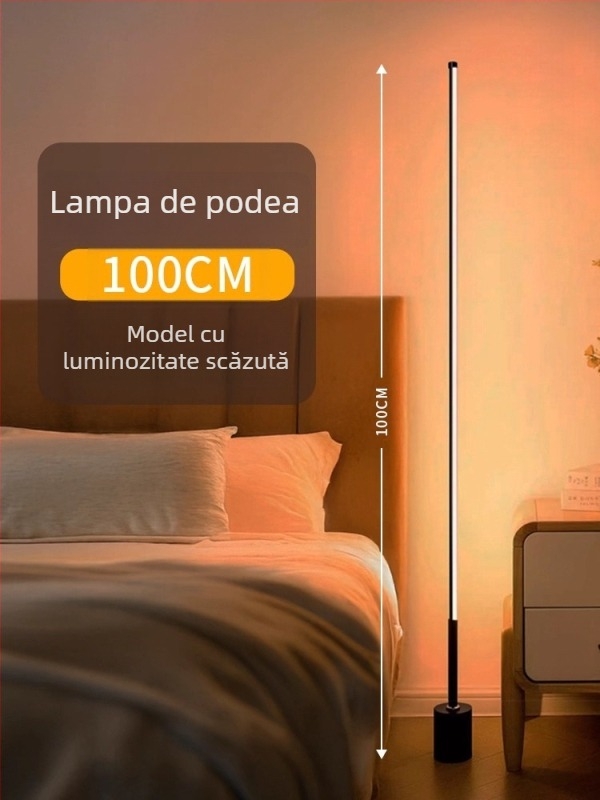 Lampă de podea LED cu abajur acrilic, întrerupător cu buton, CRI ≥95, tensiune ≤36V.