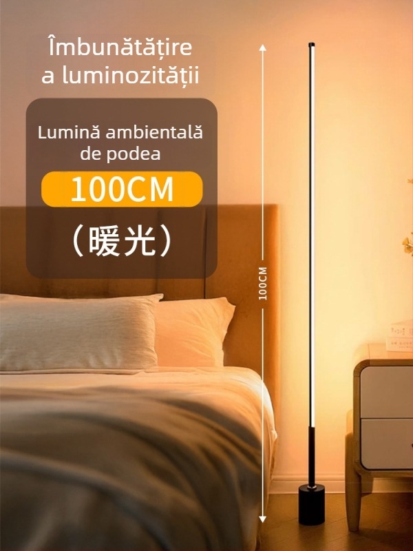 Lampă de podea LED cu abajur acrilic, întrerupător cu buton, CRI ≥95, tensiune ≤36V.