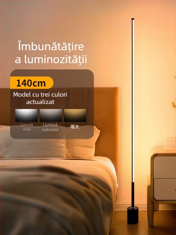 Lampă de podea LED cu abajur acrilic, întrerupător cu buton, CRI ≥95, tensiune ≤36V.