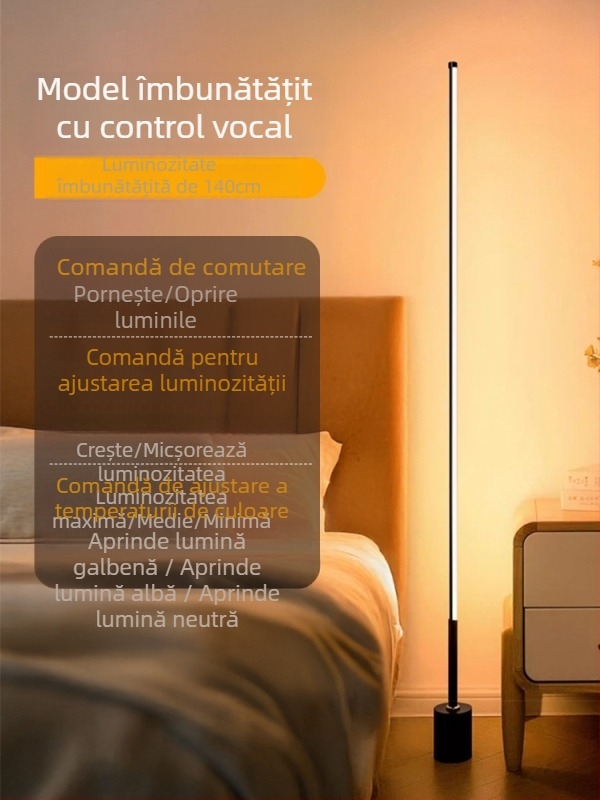 Lampă de podea LED cu abajur acrilic, întrerupător cu buton, CRI ≥95, tensiune ≤36V.