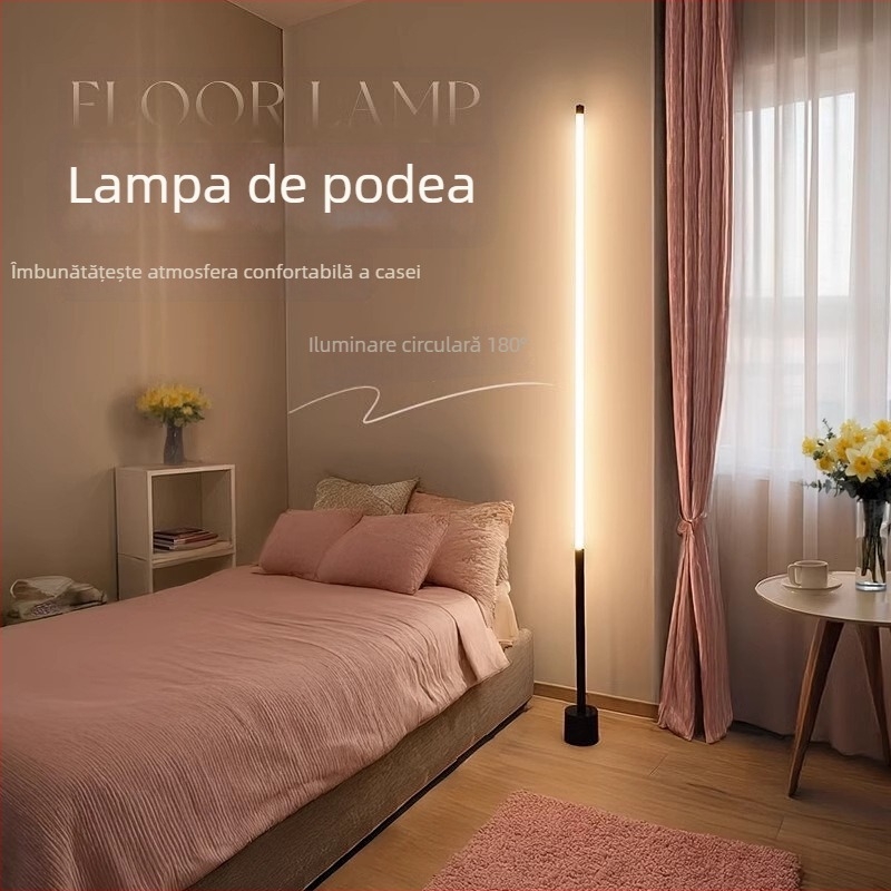 Lampă de podea LED cu abajur acrilic, întrerupător cu buton, CRI ≥95, tensiune ≤36V.