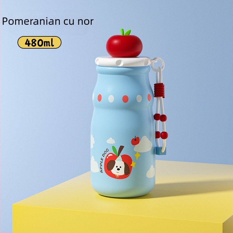 Ceșuță izolată cu pai și strecurător de ceai – interior din oțel inoxidabil 316, exterior din oțel inoxidabil 304, izolație 6–12 ore