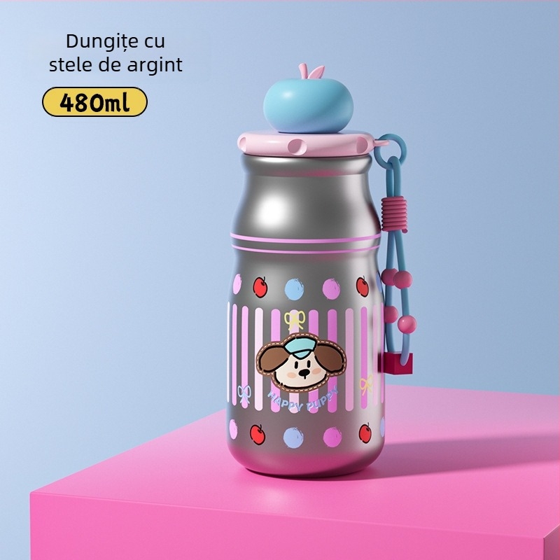 Ceșuță izolată cu pai și strecurător de ceai – interior din oțel inoxidabil 316, exterior din oțel inoxidabil 304, izolație 6–12 ore