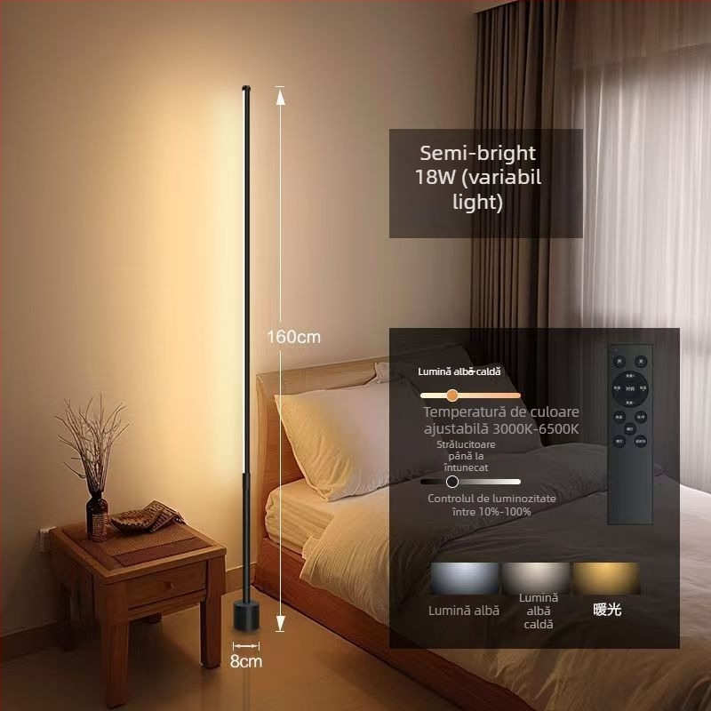 Lampă de podea LED – design Nordic simplu, protecție ochi, lampă de colț pentru living, acoperire 3–5 m²