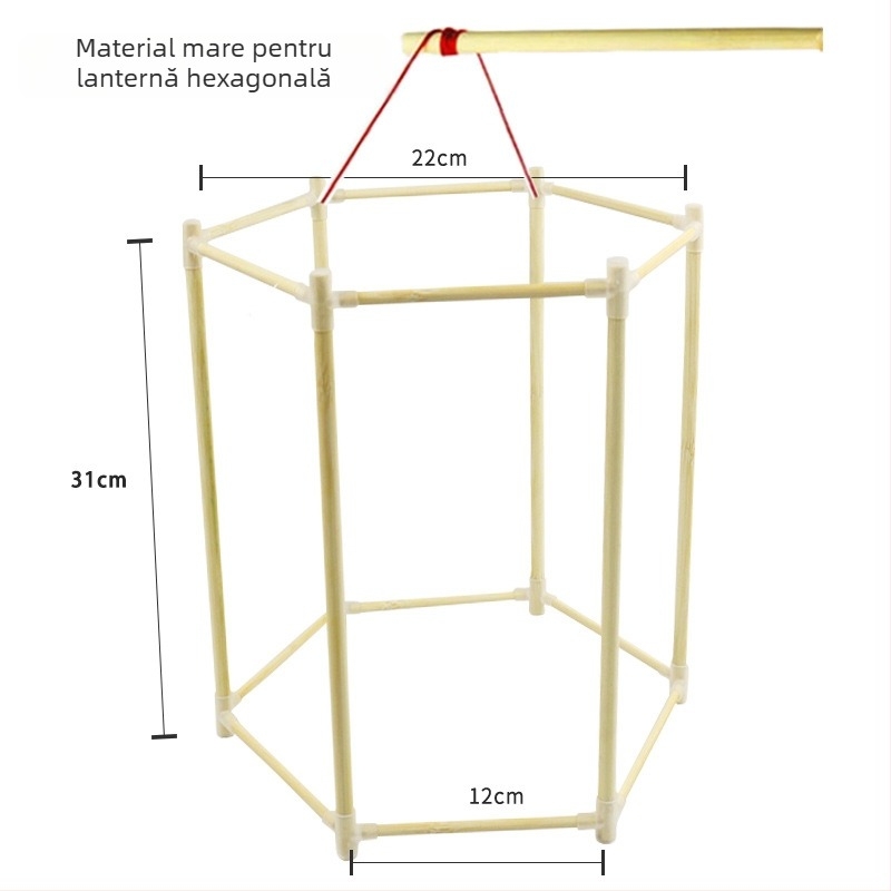 Kit DIY Cadru de Lampă din Bambus cu Schelet Dragon, Fără Electricitate, Ambalaj Opp Bag, Pentru Festivalul de Primăvară, Vârsta 7–14