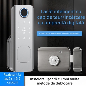 Încuiătoare inteligentă pentru ușă din oțel inoxidabil cu amprentă și parolă, rezistentă la apă pentru exterior (Model: G105; Import: Nu; Procesare și personalizare: Nu)
