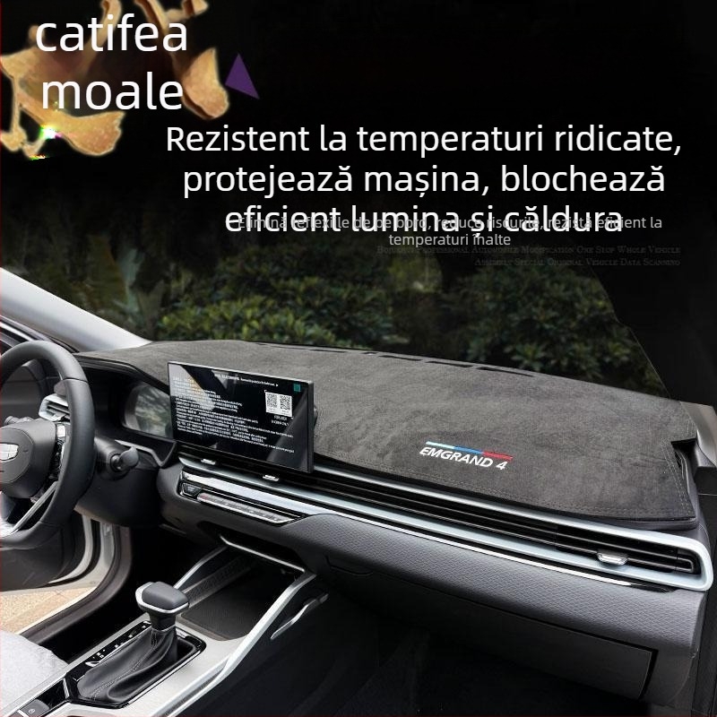 Covoraș suede pentru interiorul mașinii – covor pentru consola centrală, protecție la lumină, cu siglă de marcă, licențiat oficial pentru Emgrand Longteng a patra generație, 22–25