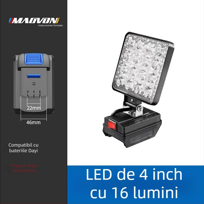 Miaoyou lampă de lucru cu LED, alimentată cu baterie litiu, pentru exterior și iluminare de urgență