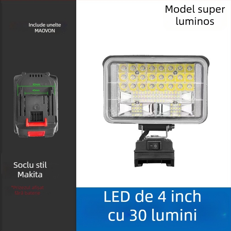 Miaoyou lampă de lucru cu LED, alimentată cu baterie litiu, pentru exterior și iluminare de urgență