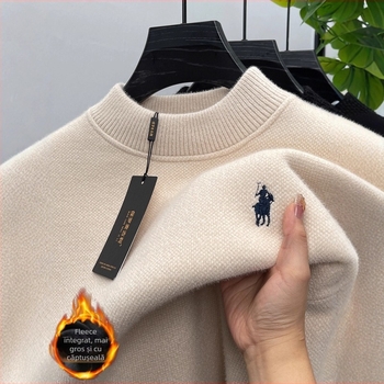 Pulover tricotat chenille cu căptușeală din blană de iepure – mâneci lungi, croială lejeră, cald