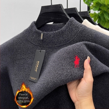 Pulover tricotat chenille cu căptușeală din blană de iepure – mâneci lungi, croială lejeră, cald