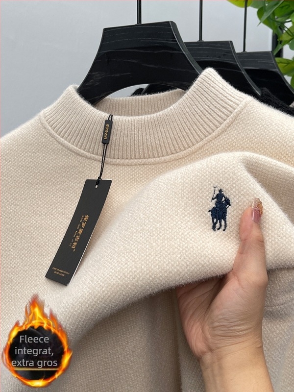 Pulover tricotat chenille cu căptușeală din blană de iepure – mâneci lungi, croială lejeră, cald