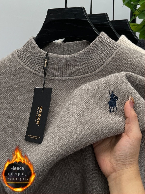 Pulover tricotat chenille cu căptușeală din blană de iepure – mâneci lungi, croială lejeră, cald