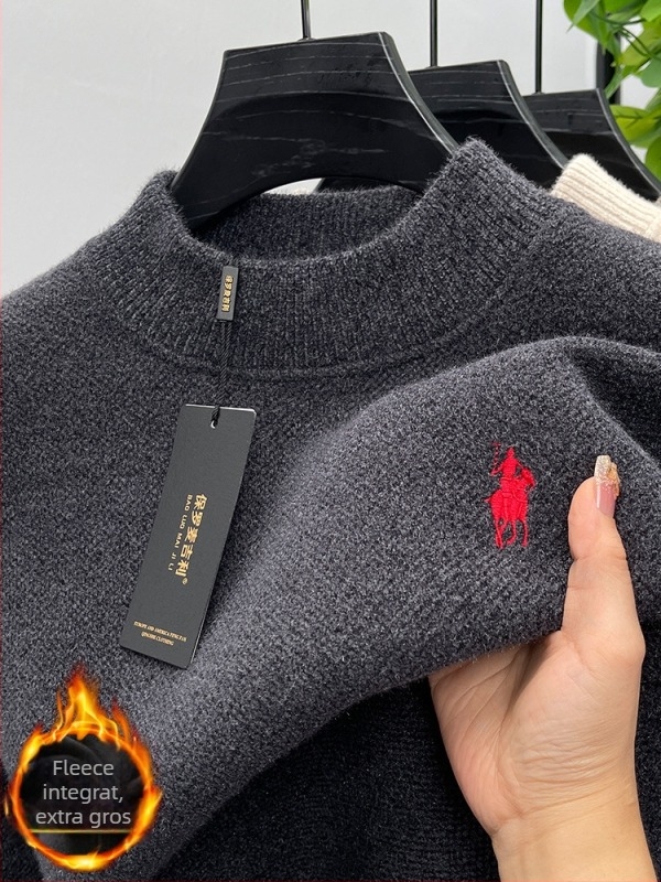 Pulover tricotat chenille cu căptușeală din blană de iepure – mâneci lungi, croială lejeră, cald