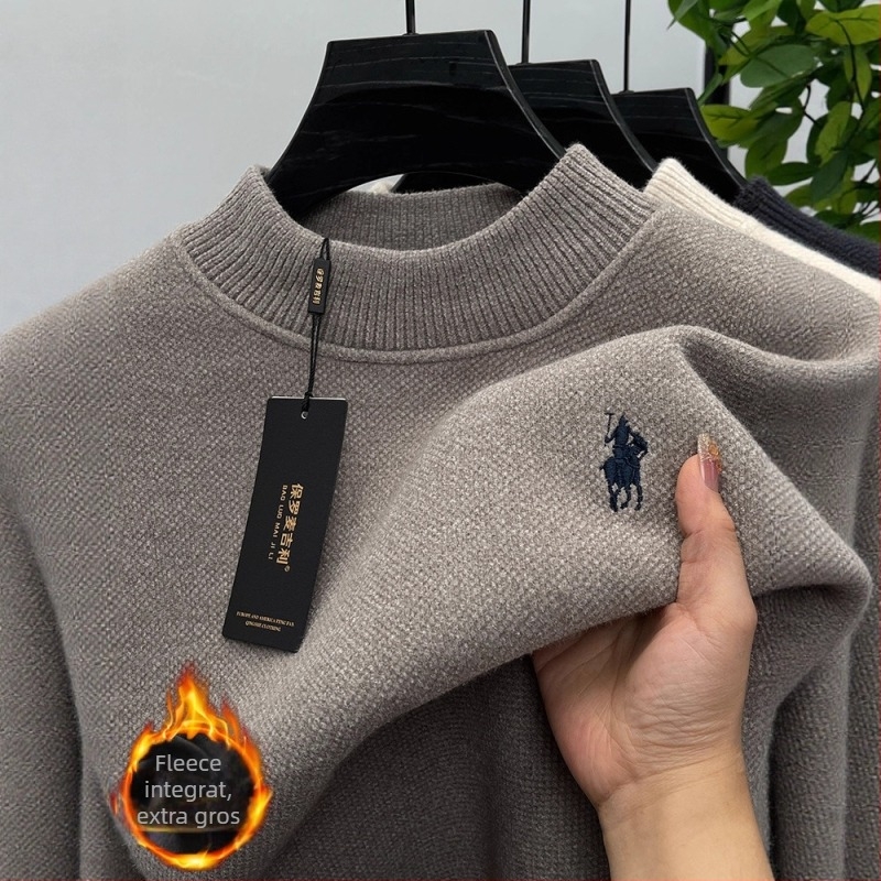 Pulover tricotat chenille cu căptușeală din blană de iepure – mâneci lungi, croială lejeră, cald