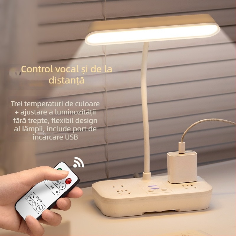 Lampa de birou LED cu protecție pentru ochi, lumină de învățare, control de la distanță și control inteligent, alimentare prin priză 110V