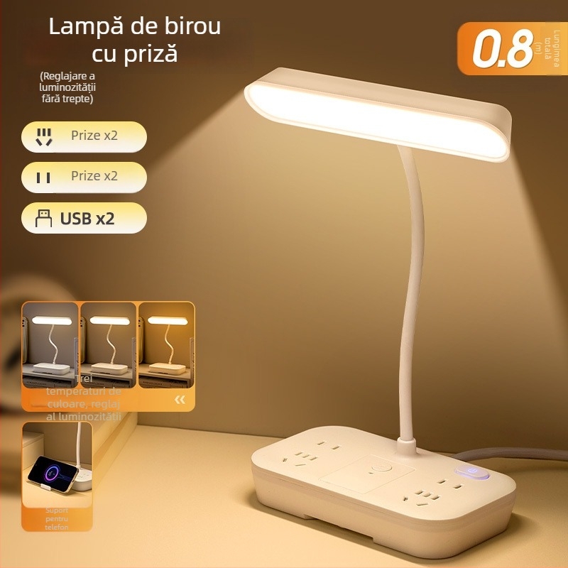 Lampa de birou LED cu protecție pentru ochi, lumină de învățare, control de la distanță și control inteligent, alimentare prin priză 110V
