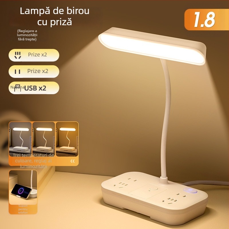 Lampa de birou LED cu protecție pentru ochi, lumină de învățare, control de la distanță și control inteligent, alimentare prin priză 110V