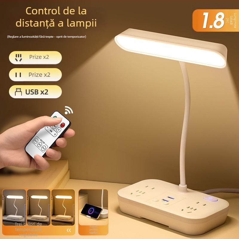 Lampa de birou LED cu protecție pentru ochi, lumină de învățare, control de la distanță și control inteligent, alimentare prin priză 110V