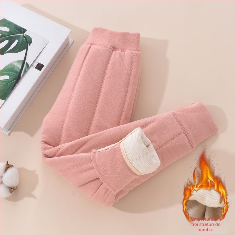 Pantaloni interiori termici cu fleece pentru copii, iarnă, unisex, talie medie, material poliester 93%, țesătură Derong, pentru copii 3–8 ani
