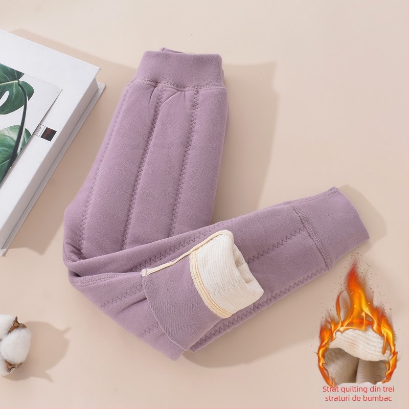 Pantaloni interiori termici cu fleece pentru copii, iarnă, unisex, talie medie, material poliester 93%, țesătură Derong, pentru copii 3–8 ani