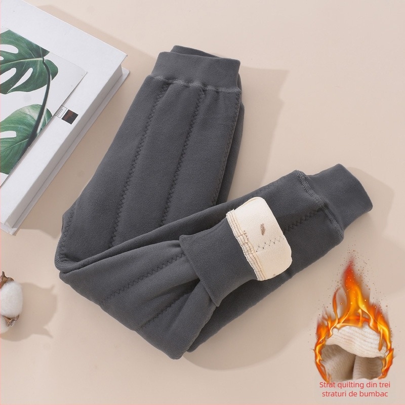 Pantaloni interiori termici cu fleece pentru copii, iarnă, unisex, talie medie, material poliester 93%, țesătură Derong, pentru copii 3–8 ani