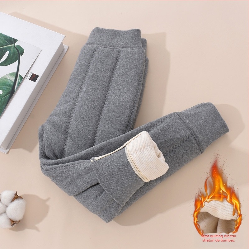 Pantaloni interiori termici cu fleece pentru copii, iarnă, unisex, talie medie, material poliester 93%, țesătură Derong, pentru copii 3–8 ani
