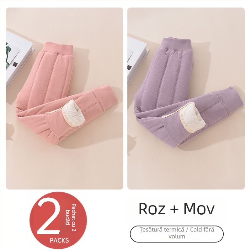 Pantaloni interiori termici cu fleece pentru copii, iarnă, unisex, talie medie, material poliester 93%, țesătură Derong, pentru copii 3–8 ani