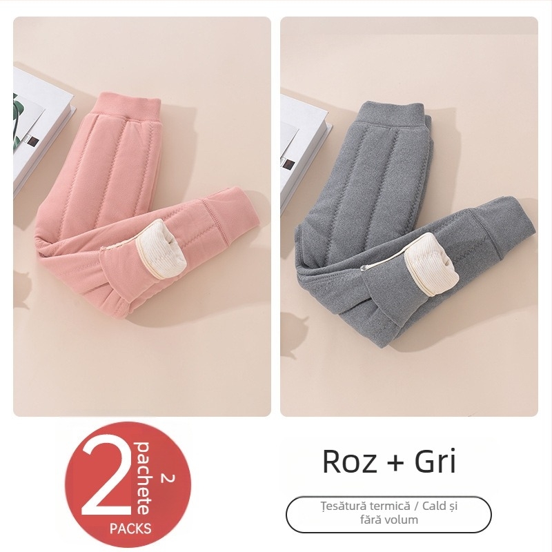 Pantaloni interiori termici cu fleece pentru copii, iarnă, unisex, talie medie, material poliester 93%, țesătură Derong, pentru copii 3–8 ani