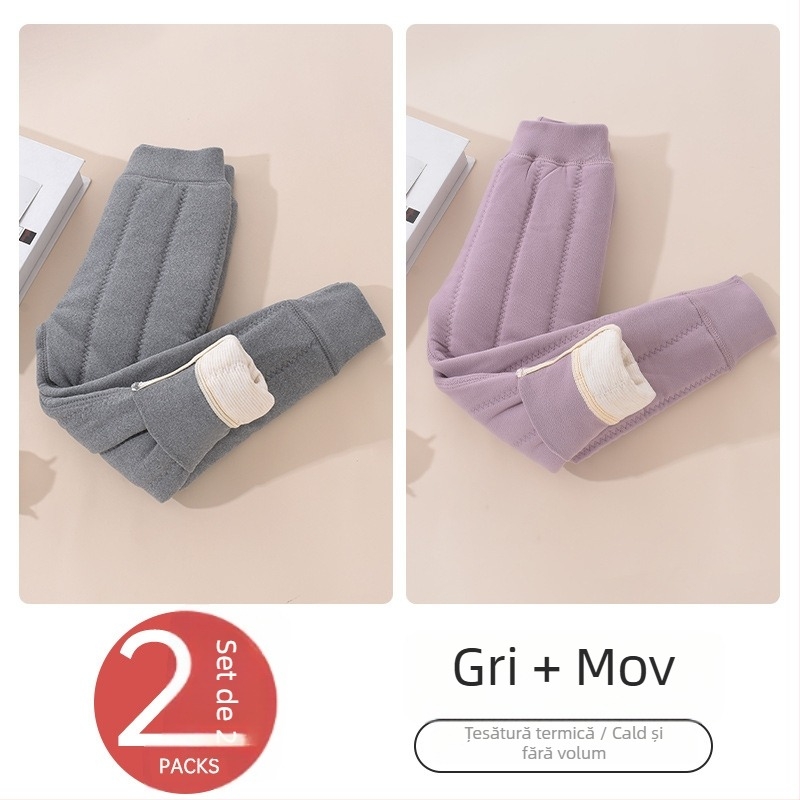 Pantaloni interiori termici cu fleece pentru copii, iarnă, unisex, talie medie, material poliester 93%, țesătură Derong, pentru copii 3–8 ani