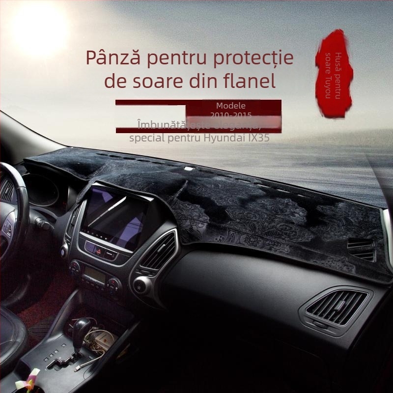 Covoraș pentru protecția bordului Hyundai ix35 – pluș, izolație termică, logo imprimat, marcă privată autorizată